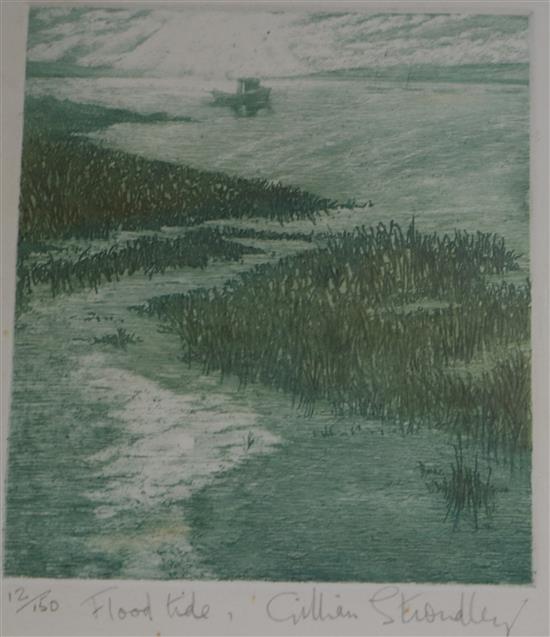 Gillian Stroudley, etching and aquatint, The Flood Tide, 20 x 17cm